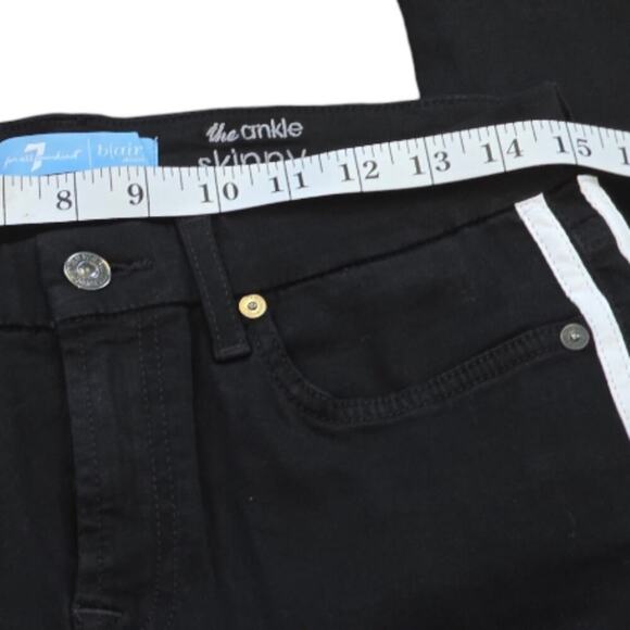 7 For All Mankind Ankle Super Skinny Jeans Size‎ 30 Blair Black White Stripes - Picture 7 of 15